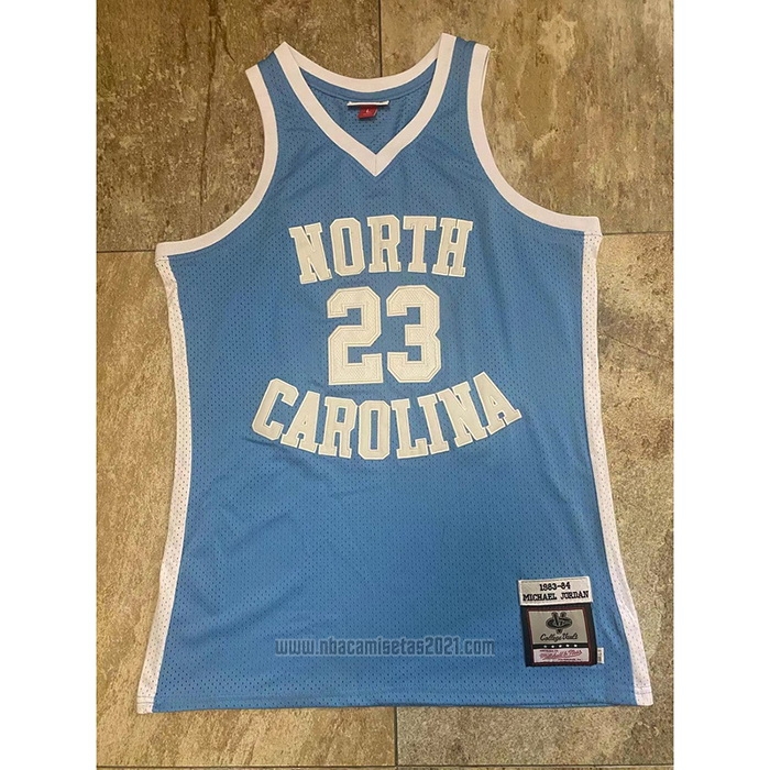 Camiseta NCAA North Carolina Tar Heels Michael Jordan #23 Mitchell & Ness 1983-84 Azul